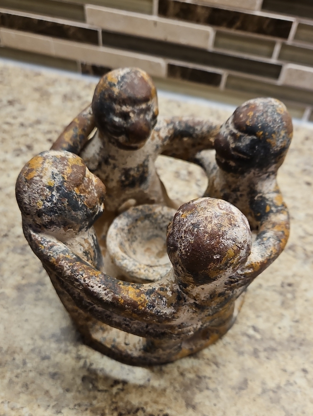 Vintage Circle of Friends Clay Candle Holder Boho Terracotta Decore Aztec Mayan